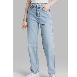 Women’s High Rise 90s Relaxed Slashed Straight Jeans Wild Fable Size 12